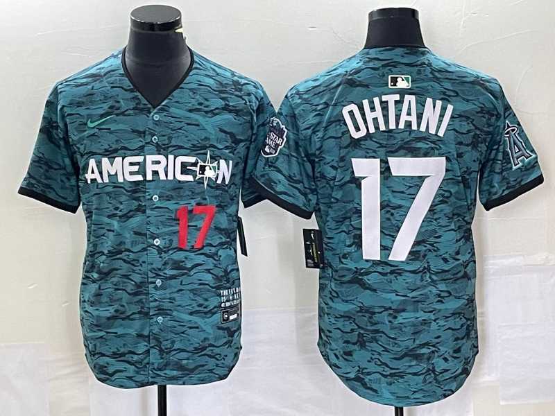 Mens Los Angeles Angels #17 Shohei Ohtani Number Teal 2023 All Star Cool Base Stitched Jersey1->los angeles angels->MLB Jersey